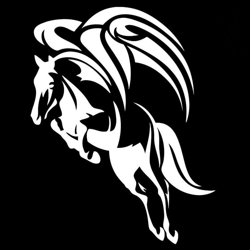 Black Winged Horse Logo - 12.5cm*16cm Wings Flying Horse Stickers Vinyl Car Styling Decal