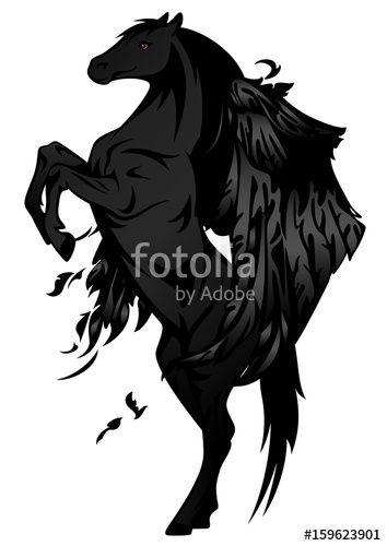 Black Winged Horse Logo - pegasus design - black winged horse vector illustration
