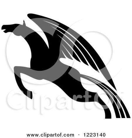 Black Winged Horse Logo - Winged horse clipart