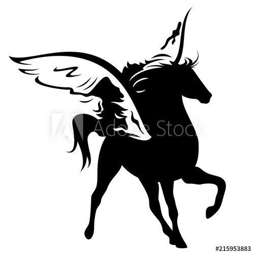 Black Winged Horse Logo - winged horse vector design - black pegasus silhouette - Buy this ...