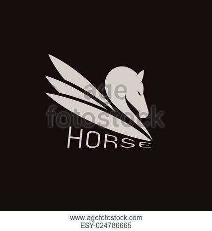Black Winged Horse Logo - Horse winged logo vector and Image