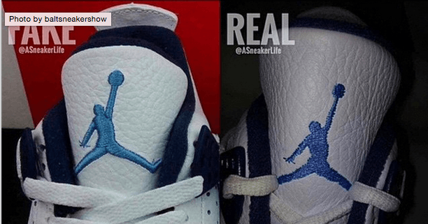 Jordan Real vs Fake Jordan Logo - Photo: Air Jordan 4 Legend Blue Real vs Fake
