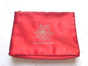 Web Red Logo - CHARLOTTE OLYMPIA. Web Logo Front Red Silk Gold Zipper Clutch Bag