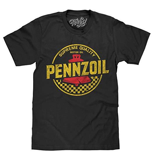 Pennzoil Logo - Amazon.com: Tee Luv Distressed Pennzoil T-Shirt - Pennzoil Motor Oil ...
