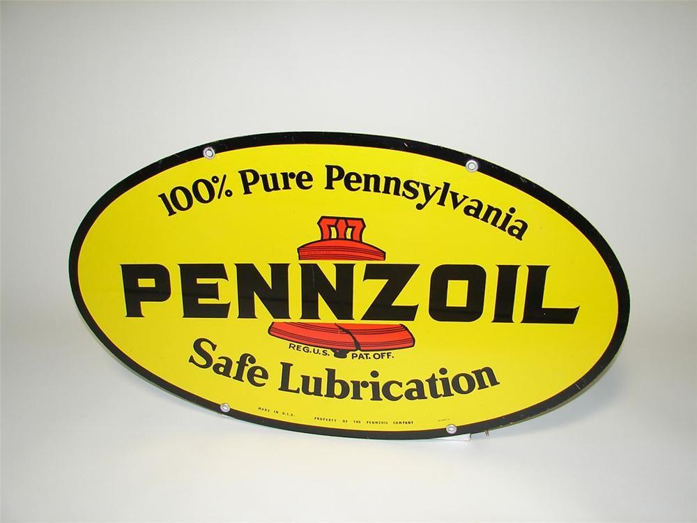Pennzoil Logo - Very Clean 1950s Pennzoil Motor Oil Double Sided Tin Painted
