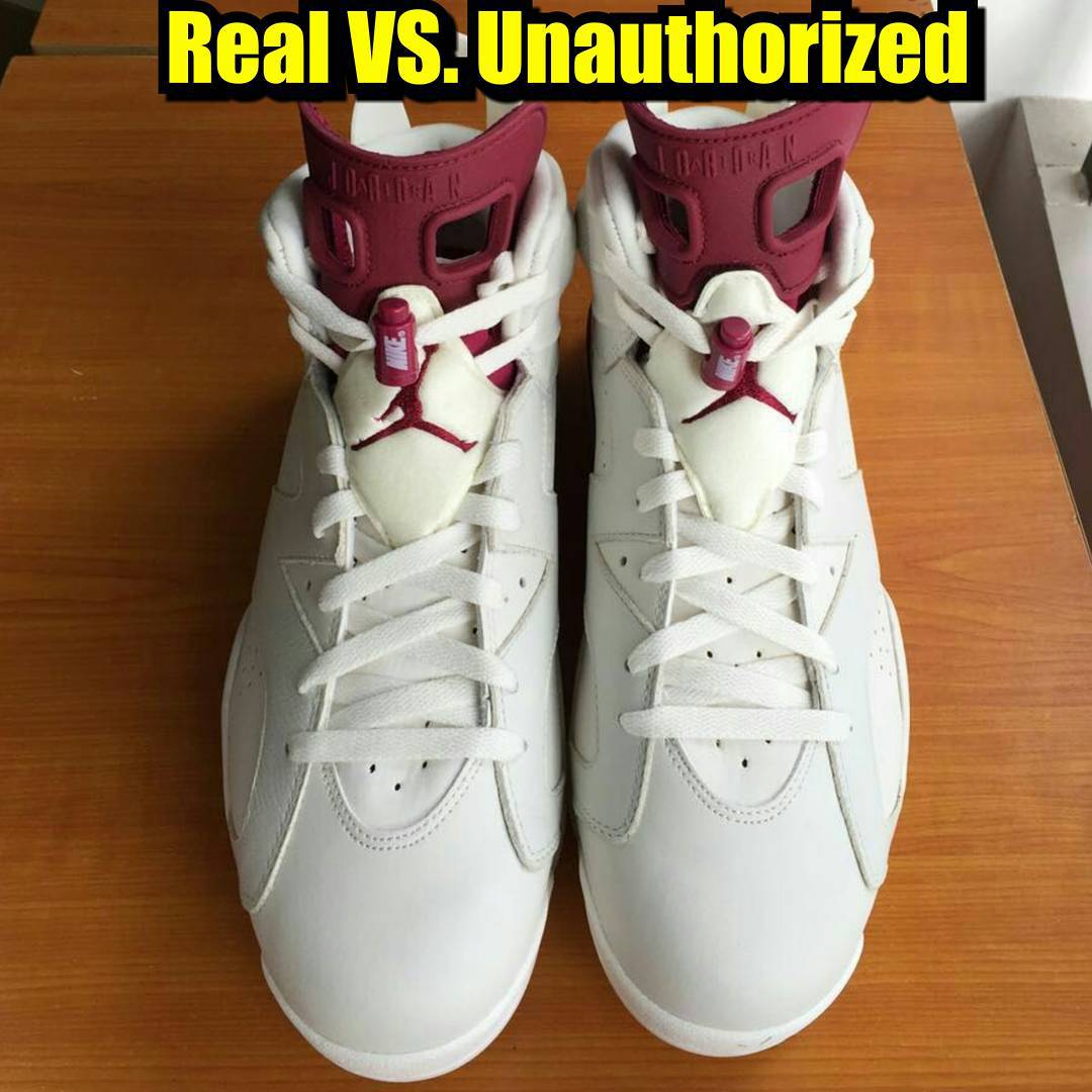 Really Fake Jordan Logo - How To Tell If Your 'Maroon' Air Jordan 6s Are Real or Fake | Sole ...