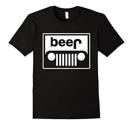 Funny Jeep Logo - Jeep Grille Beer Shirt Funny Upturned Off Road 4x4: Clothing