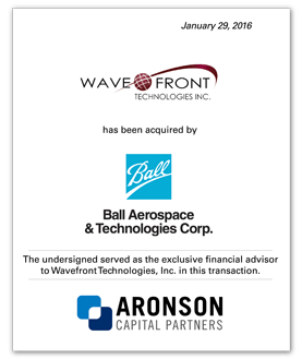 Ball Aerospace Logo - Aronson Capital Partners Advises Wavefront Technologies on its Sale