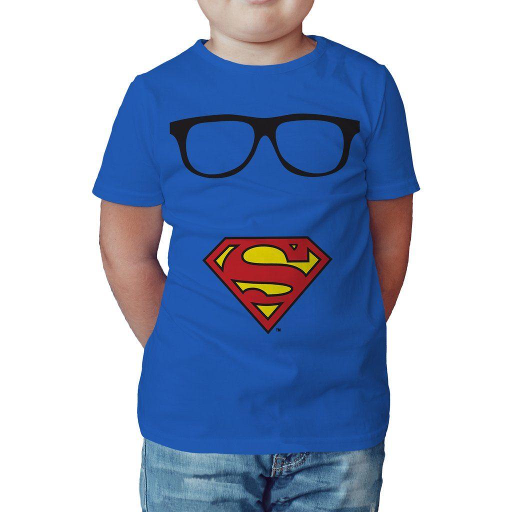 Royal Blue Superman Logo - DC Comics Superman Logo Glasses Official Kid's T-Shirt (Royal Blue)