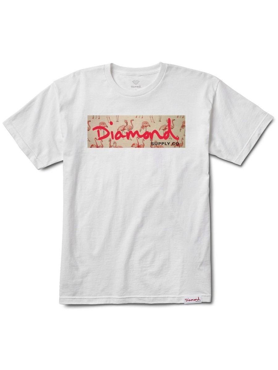Diamond Supply Co D- Logo - Diamond Supply Co Flamingo Box Logo T-Shirt - White