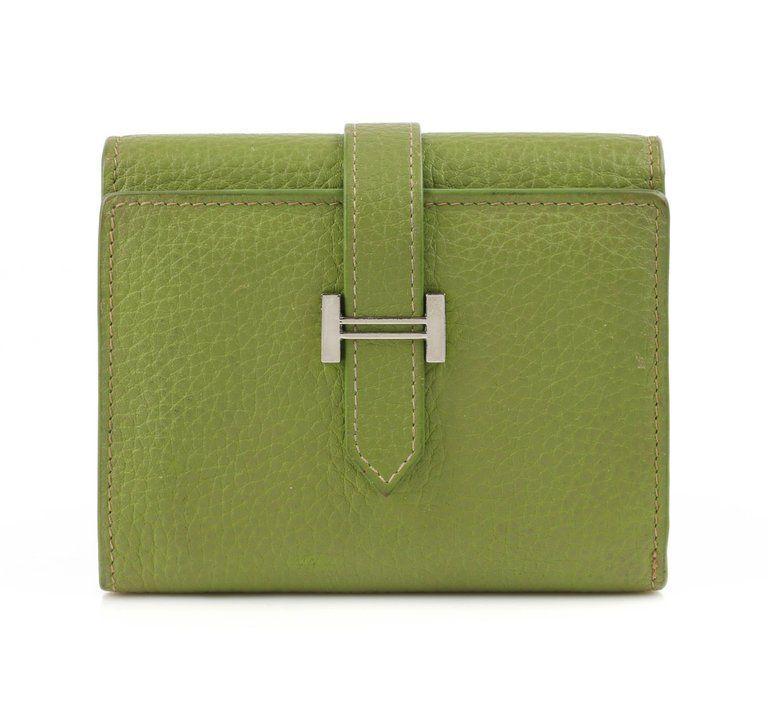 Small Green H Logo - HERMES Lime Green Pebbled Leather 