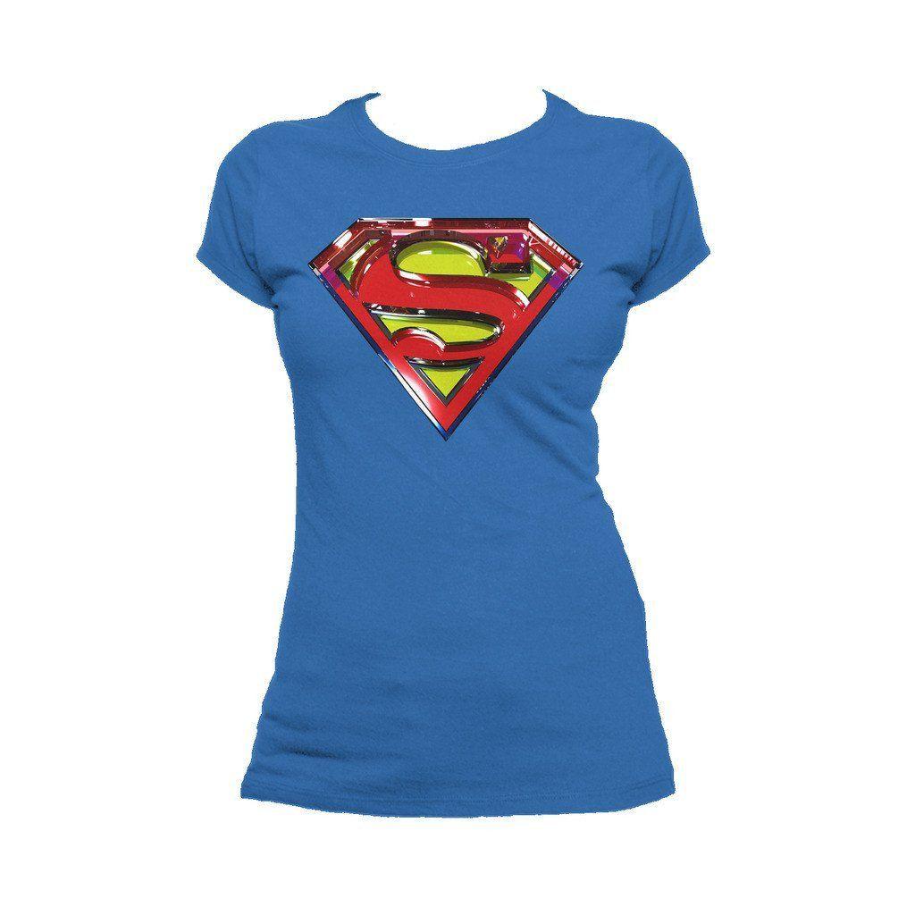 Royal Blue Superman Logo - DC Comics Superman Logo Glass Official Women's T-shirt (Royal Blue)