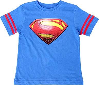 Royal Blue Superman Logo - Superman Logo with Striped Sleeves Boys Royal Blue T-Shirt