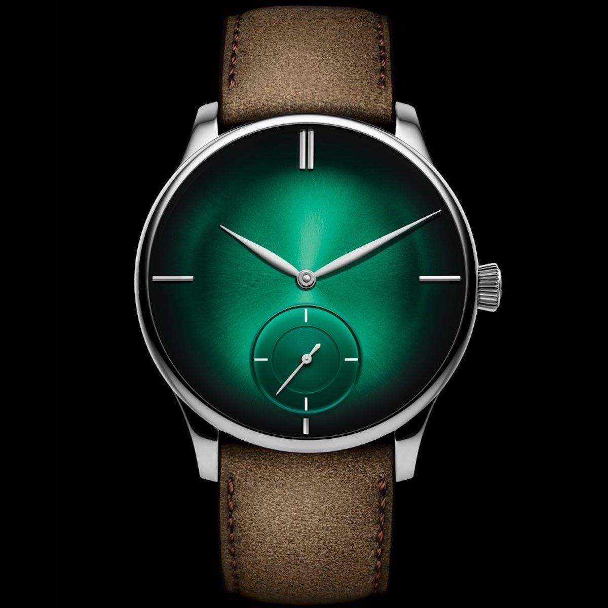 Small Green H Logo - H. MOSER & CIE. VENTURER SMALL SECONDS XL COSMIC GREEN (2327-0209)