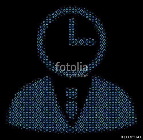 Empty Blue Circles Logo - Halftone Time manager collage icon of empty circles in blue color