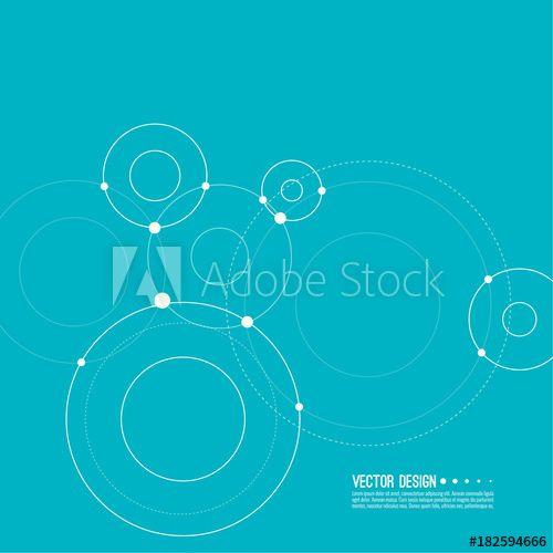 Empty Blue Circles Logo - Vector abstract background with overlapping circles and dots