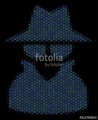Empty Blue Circles Logo - Halftone Spy composition icon of empty circles in blue shades on a ...