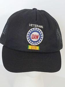 UAW Veterans Logo - UAW United Automobile Workers Veterans Black Mesh Ball Cap Hat