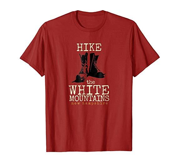 Red and Whit Mountain Logo - Hike The White Mountains T Shirt, New Hampshire Tee