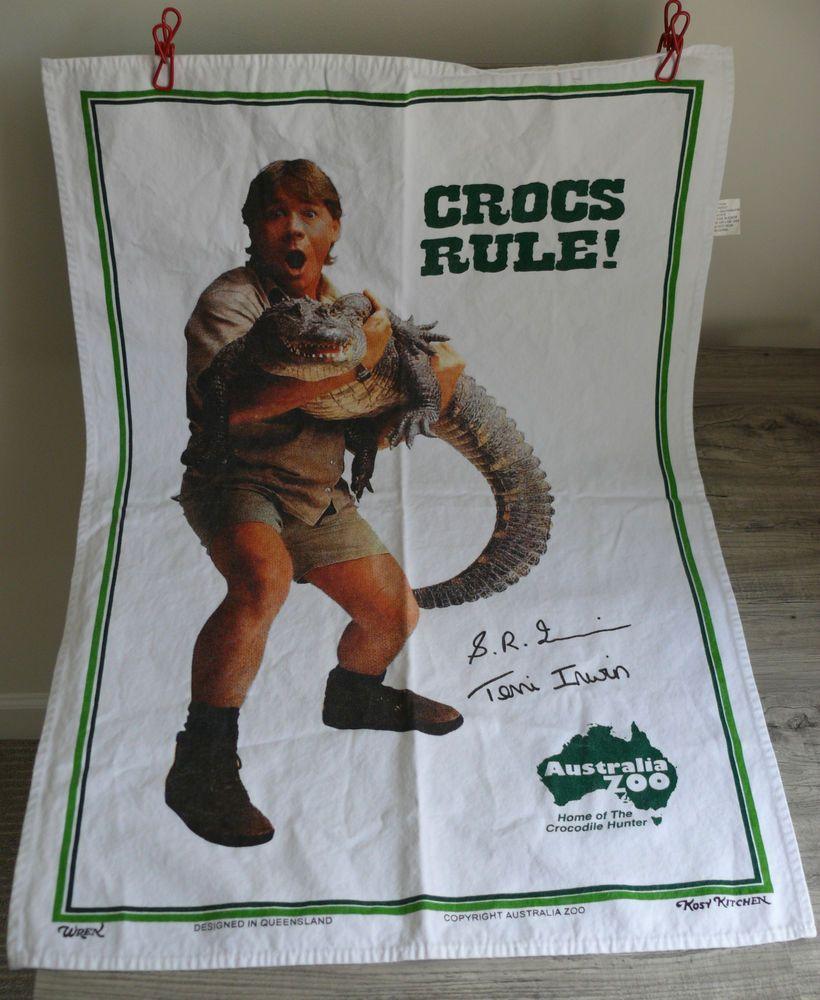 Crocodile Hunter Crocs Rule Logo - Crocodile Hunter Steve & Terri Irwin Australia Zoo Tea Towel Crocs
