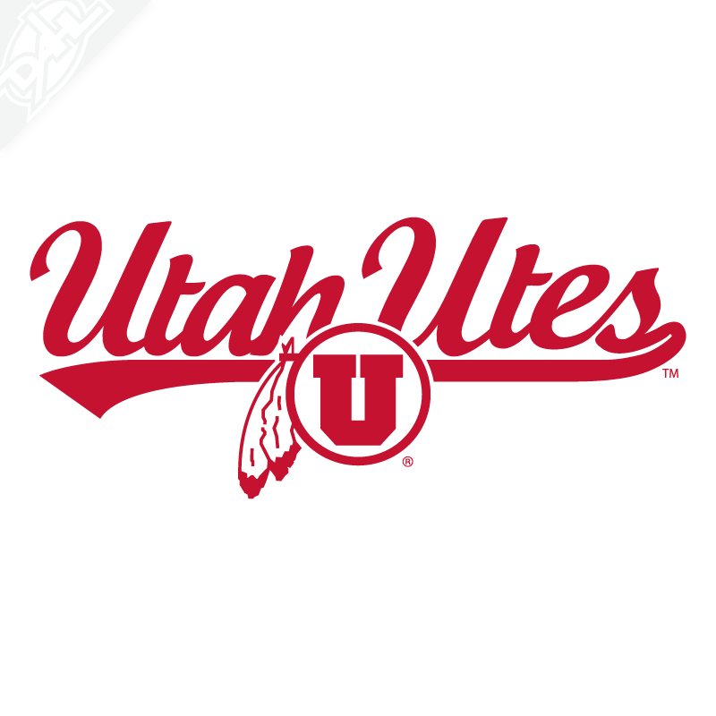 University of Utah Utes Logo - Utah Utes Circle and Feather Script Vinyl Decal