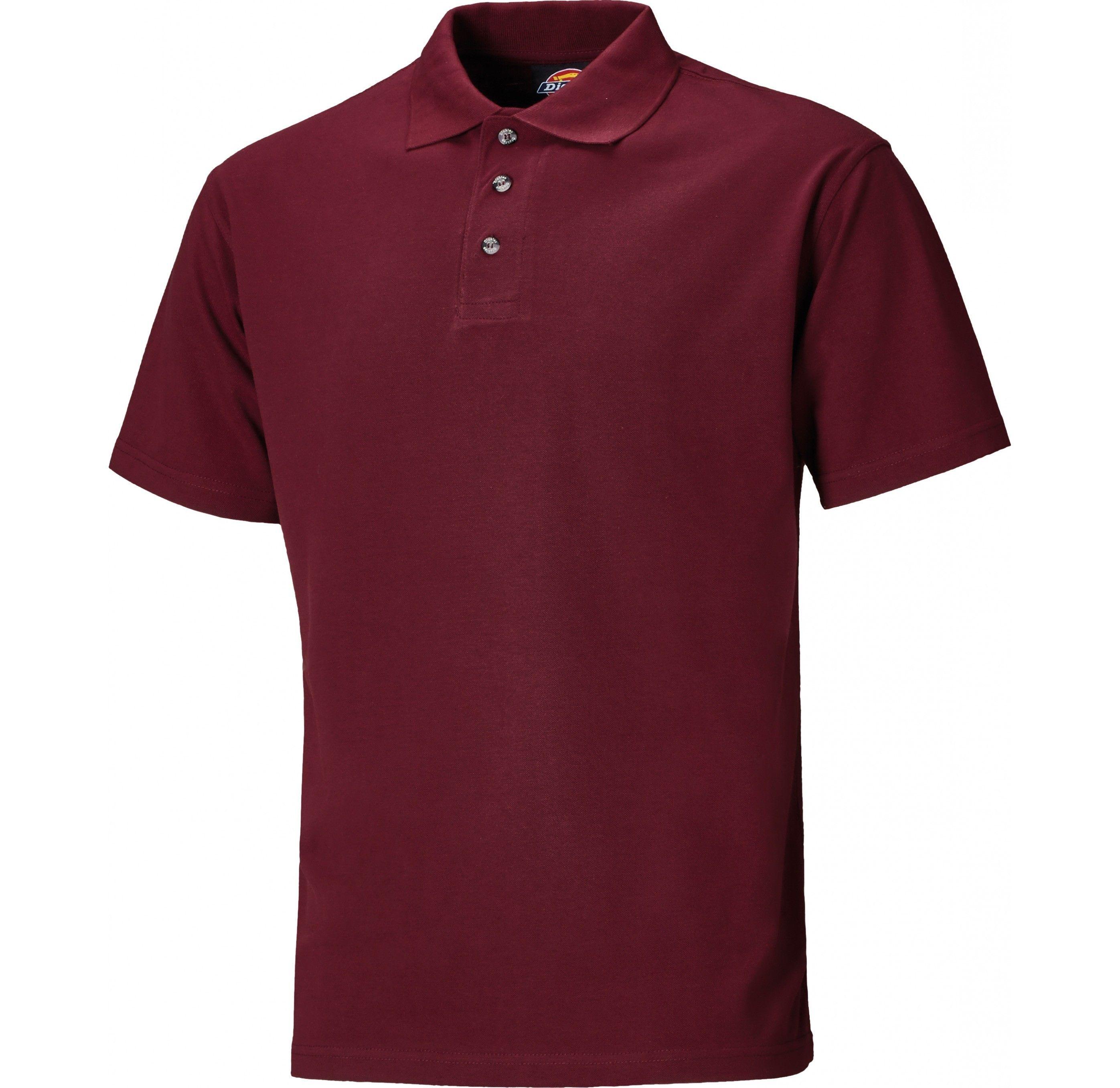 Maroon Polo Logo - Dickies Short Sleeve Polo Shirt. SH21220. Dickies Workwear UK