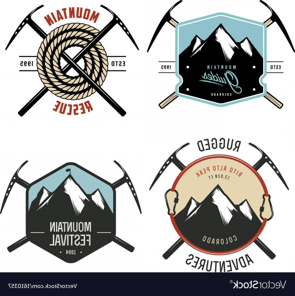 Guitar Mountain Logo - Set Of Vintage Mountain Explorer Labels And Badges Vector | SOIDERGI