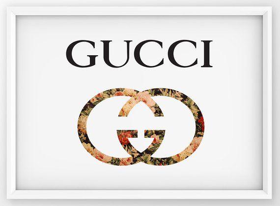Printable Gucci Logo - Floral Gucci Print Gucci Logo Poster Fashion Wall Decor | Etsy