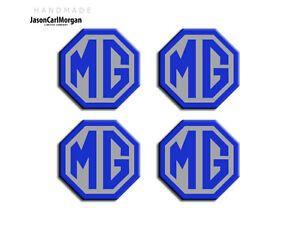 Blue and Silver Logo - MGF LE500 MG TF ZS ZR ZT Alloy Wheel Cap Centre Logo Badges Blue