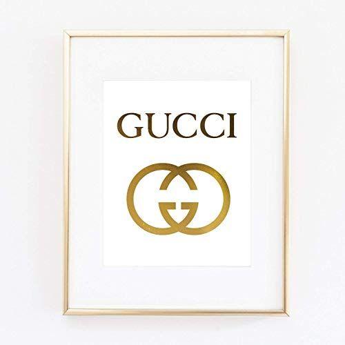 Printable Gucci Logo - Gucci Logo Poster Real Gold Foil Print Wall Art Prada
