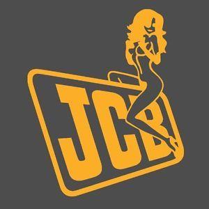 JCB Logo - JCB Digger Tractor Decal Funny Girl on Logo Sticker x 2 | eBay
