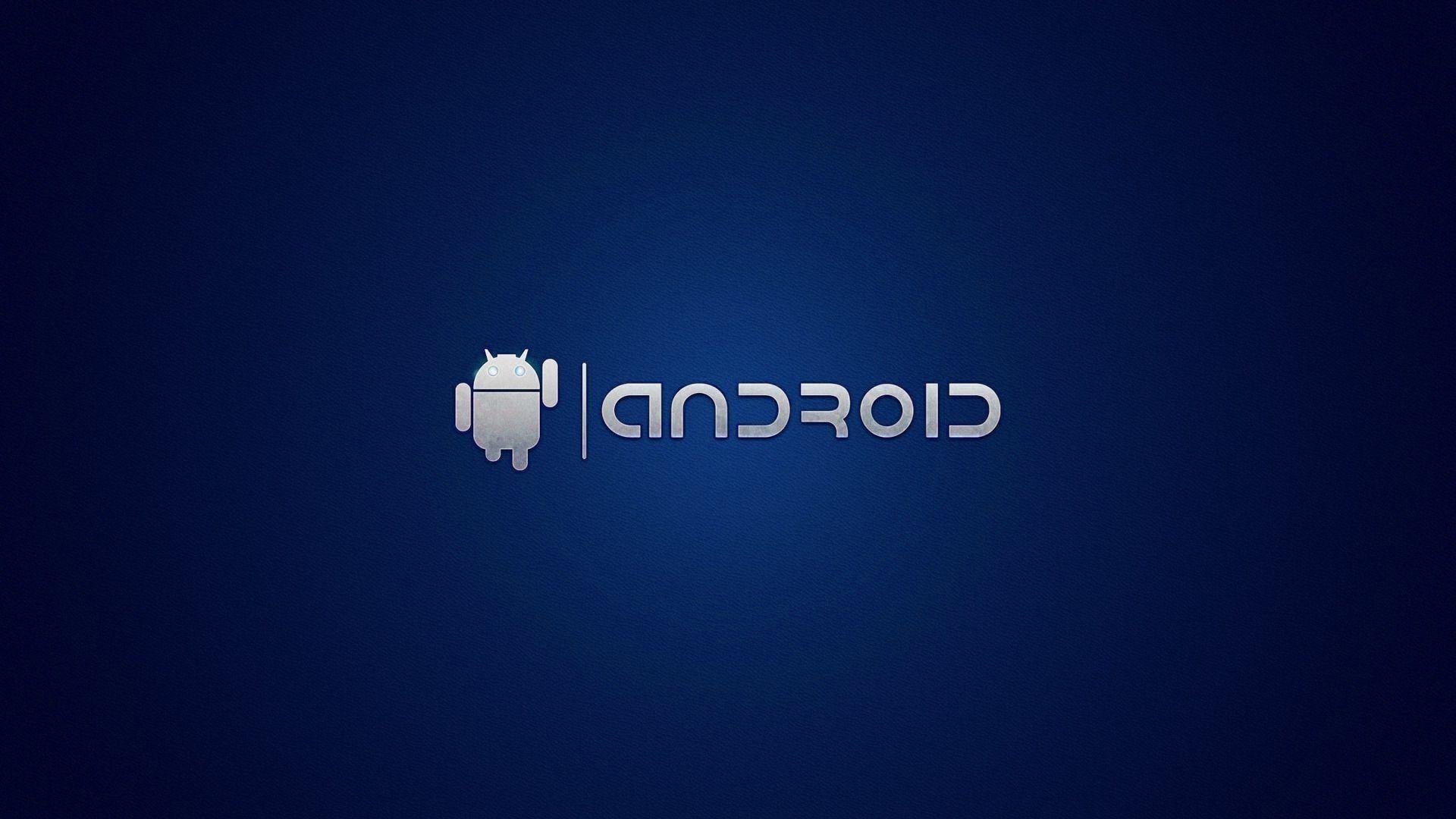 Blue and Silver Logo - Android silver logo on blue background