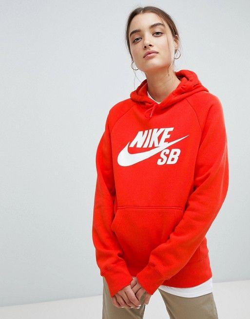 Red Nike SB Logo - Shoptagr | Nike Sb Logo Hoodie In Red With White Branding by Nike