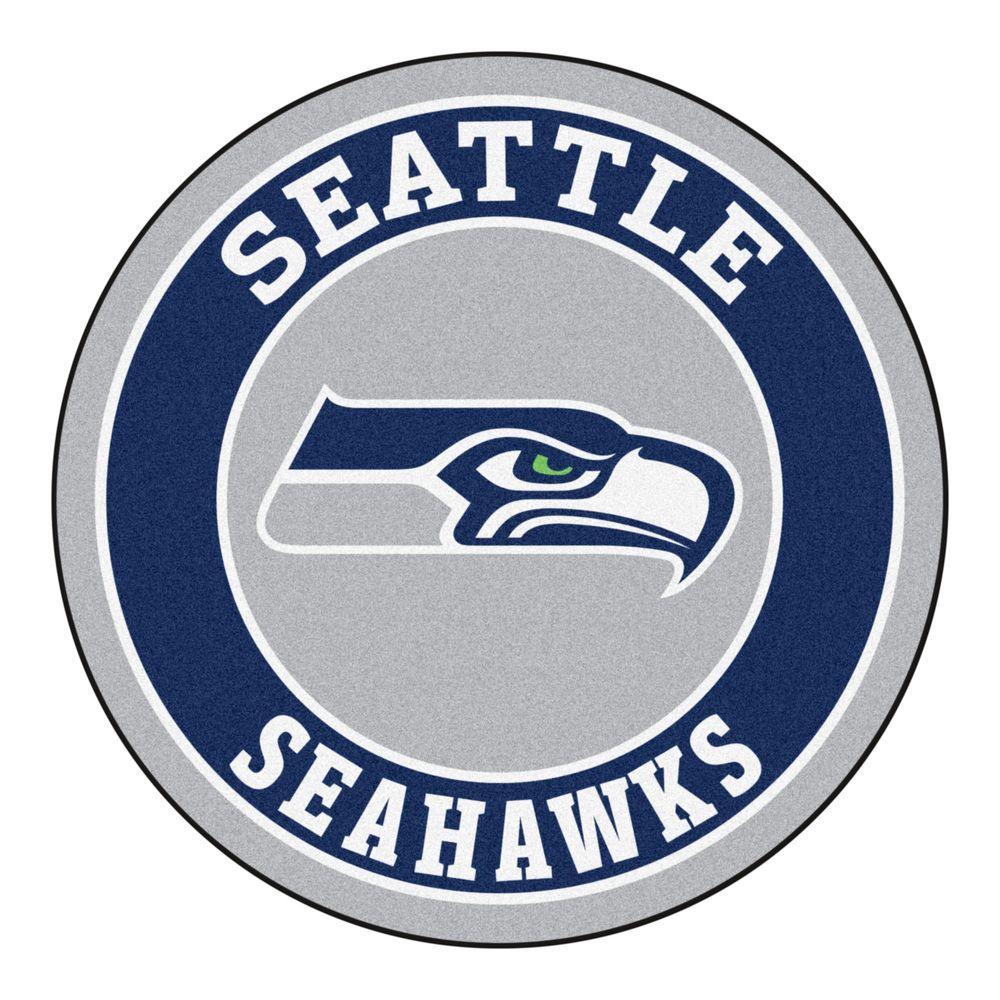 Seattle Seahawks Logo - FANMATS NFL Seattle Seahawks Navy 2 ft. Round Area Rug-17975 - The ...