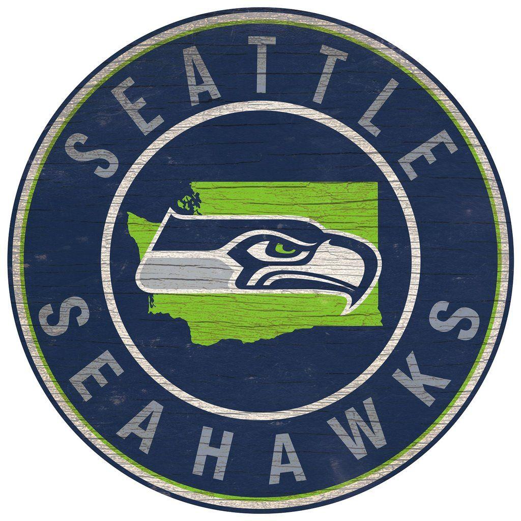 Seattle Seahawks Logo - Seattle Seahawks State with Logo 24 Round Sign