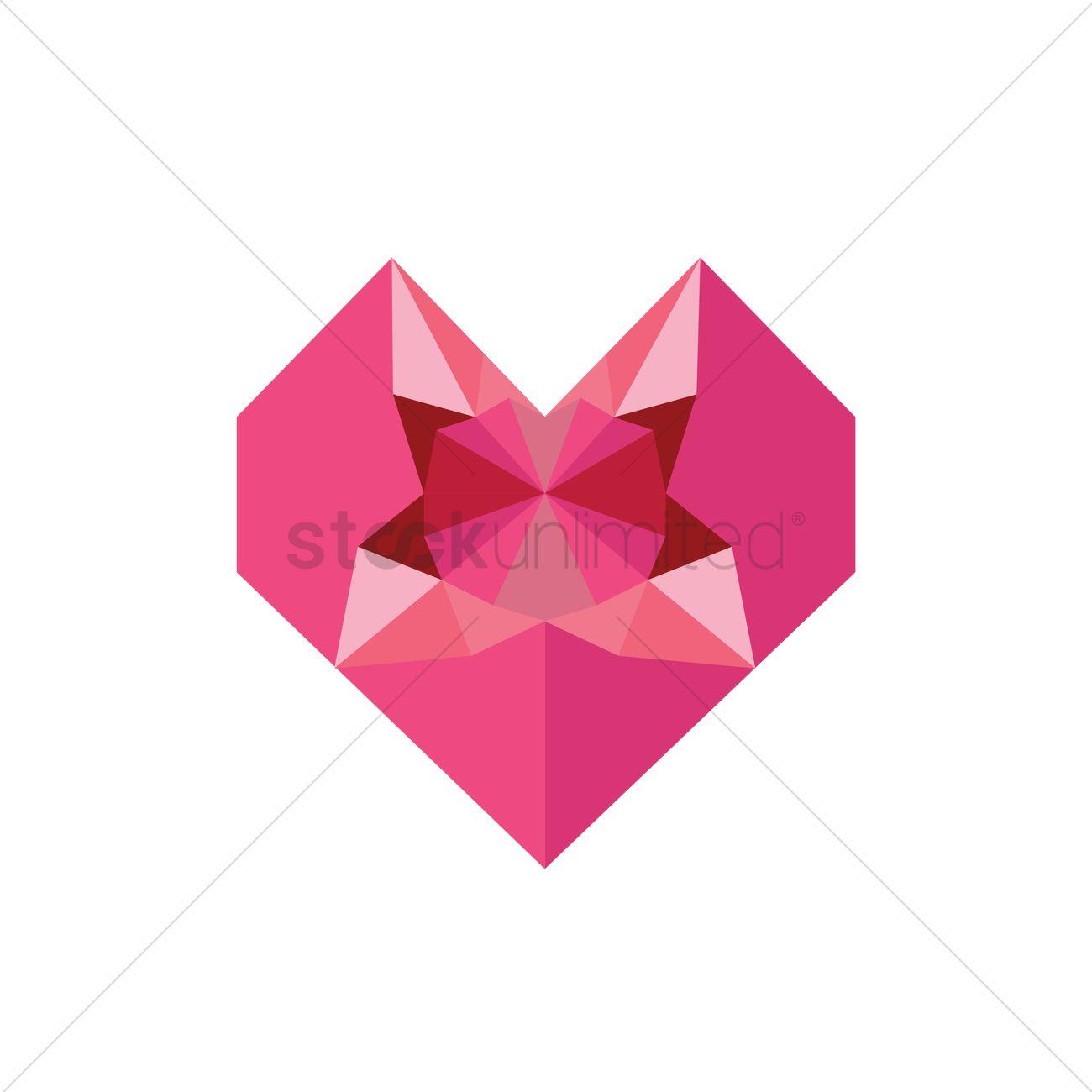 Diamond Inside Diamond Logo - Origami heart gift box with diamond inside Vector Image