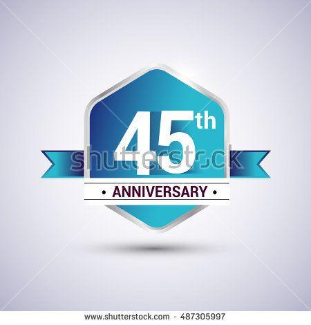 Blue and Silver Logo - Template Logo 45th anniversary celebration. Blue and silver colored