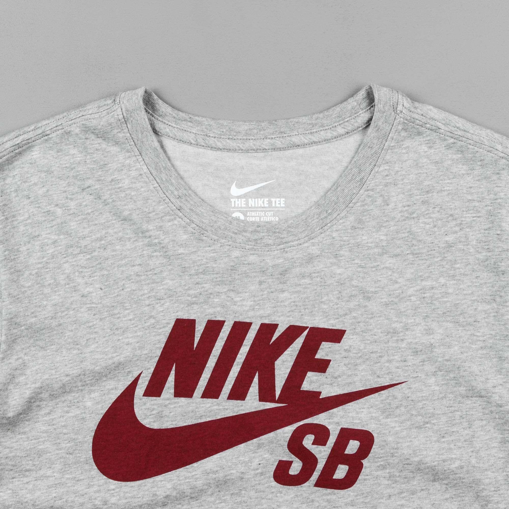Red Nike SB Logo - Nike SB Logo T Shirt Grey Heather / Dark Grey Heather / Team