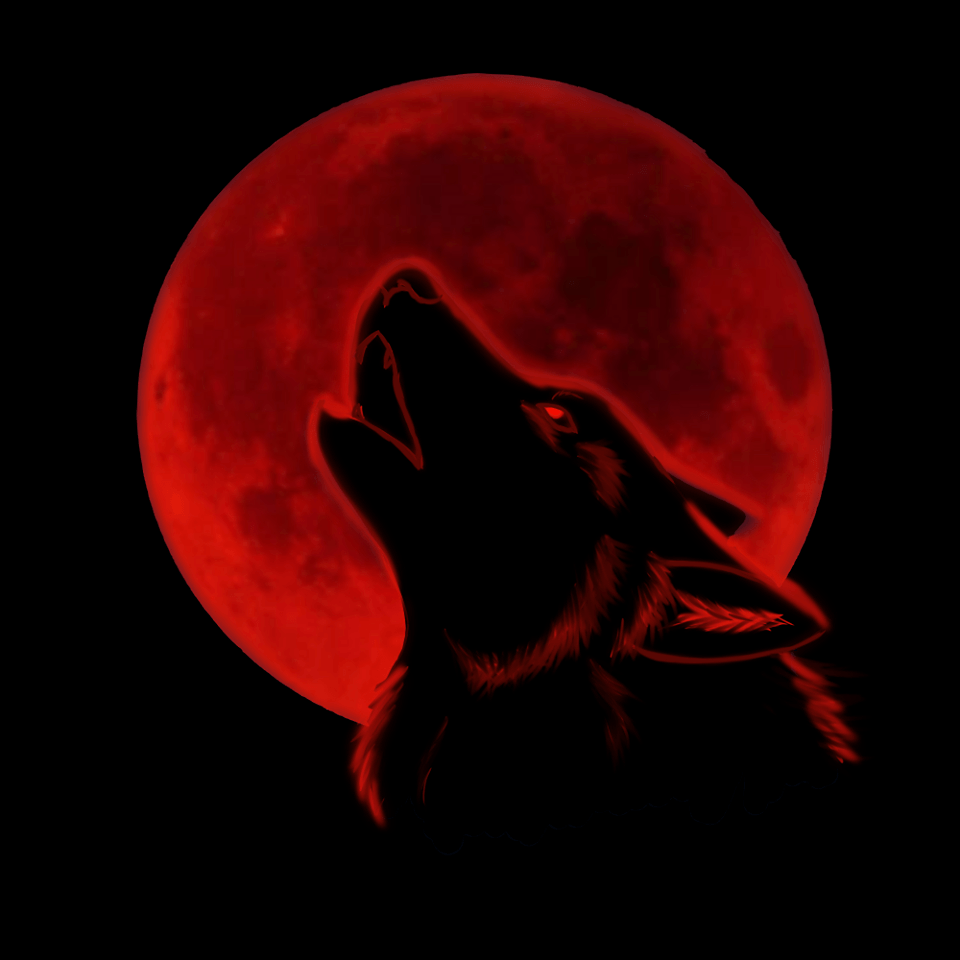 Black and Red Wolf Logo - wolf and moon-black and red | wolves | Red moon, Moon, Red