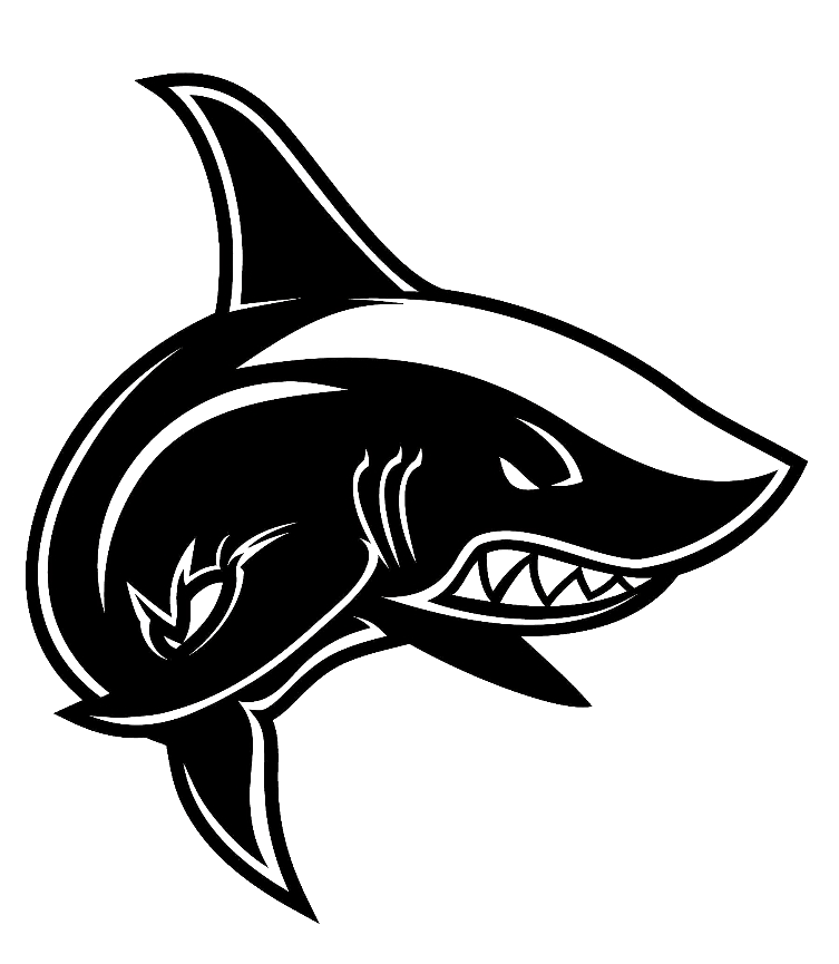 Black and White Shark Logo - Sharkys Billiards