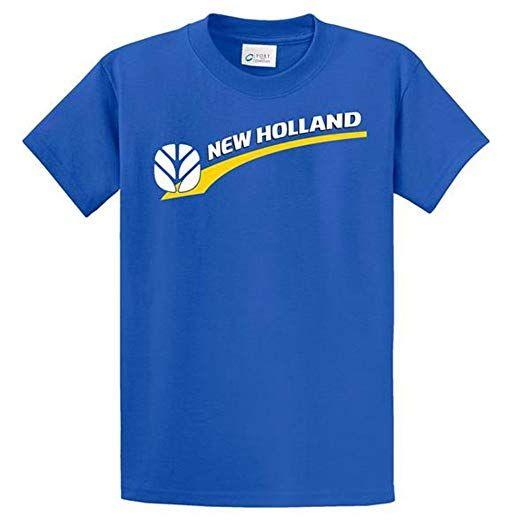 New Holland Logo - New Holland Tractor Logo Blue Short Sleeve T Shirt: Clothing