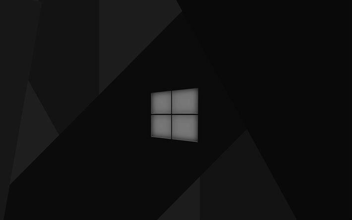 Dark Windows Logo - Download wallpapers 4k, Windows 10, black background, dark theme ...