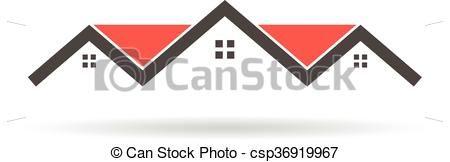 House Building Logo - Red roof houses building logo. Vector graphic illustration ...