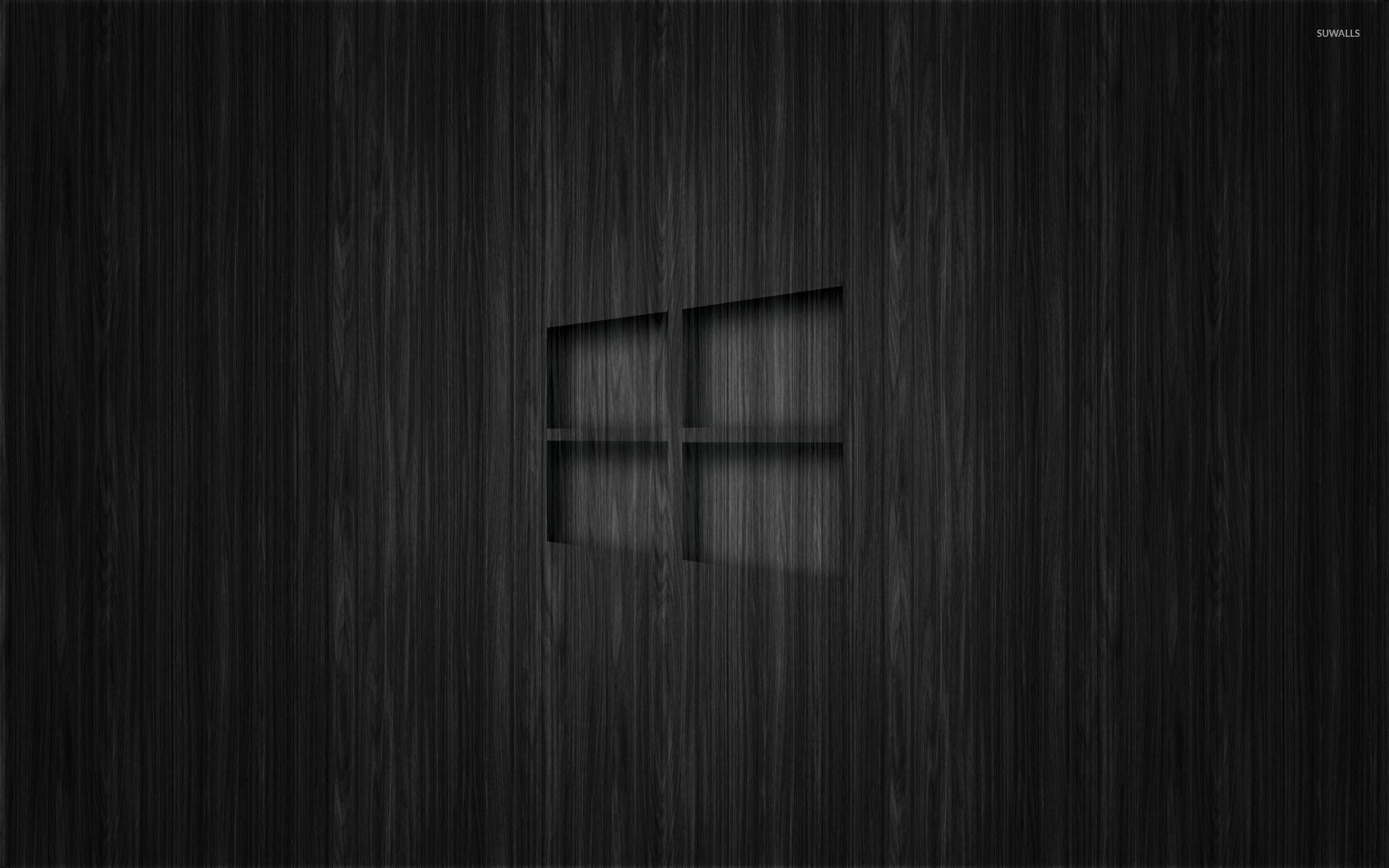 Dark Windows Logo - Windows 10 transparent logo on dark wood wallpaper