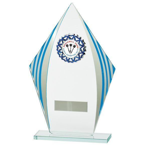 Blue and Silver Logo - Echo Multisport Jade Glass Award Blue & Silver 205mm included