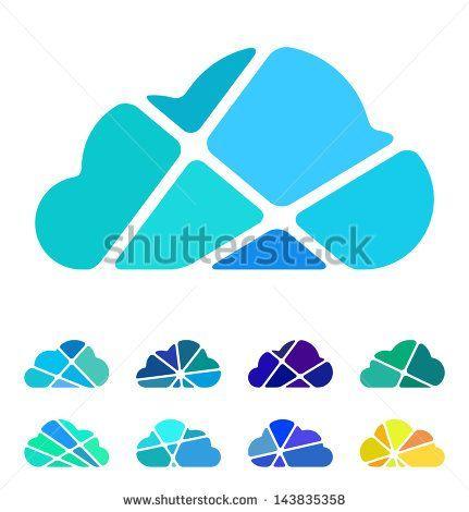 Blue Cloud Logo - Design blue cloud logo element. Crushing abstract pattern. Colorful