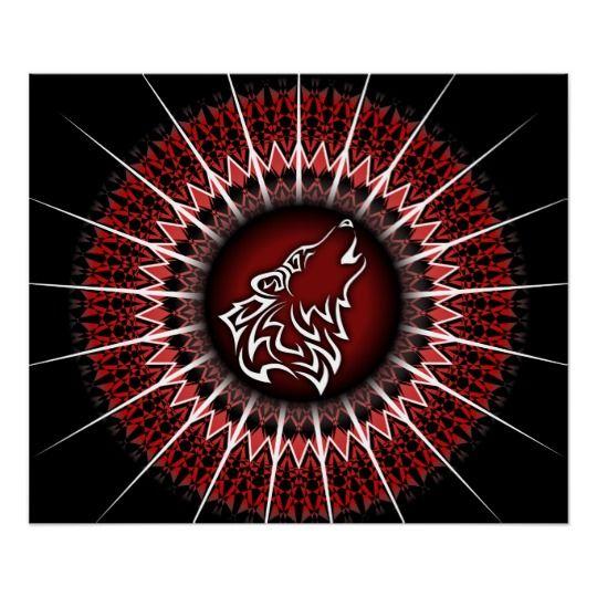 Black and Red Wolf Logo - Black Red Wolf Tribal Animal Poster. Zazzle.co.uk