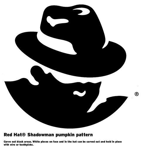 Man in a Red Hat Logo - Red Hat Shadowman pumpkin pattern (easy)