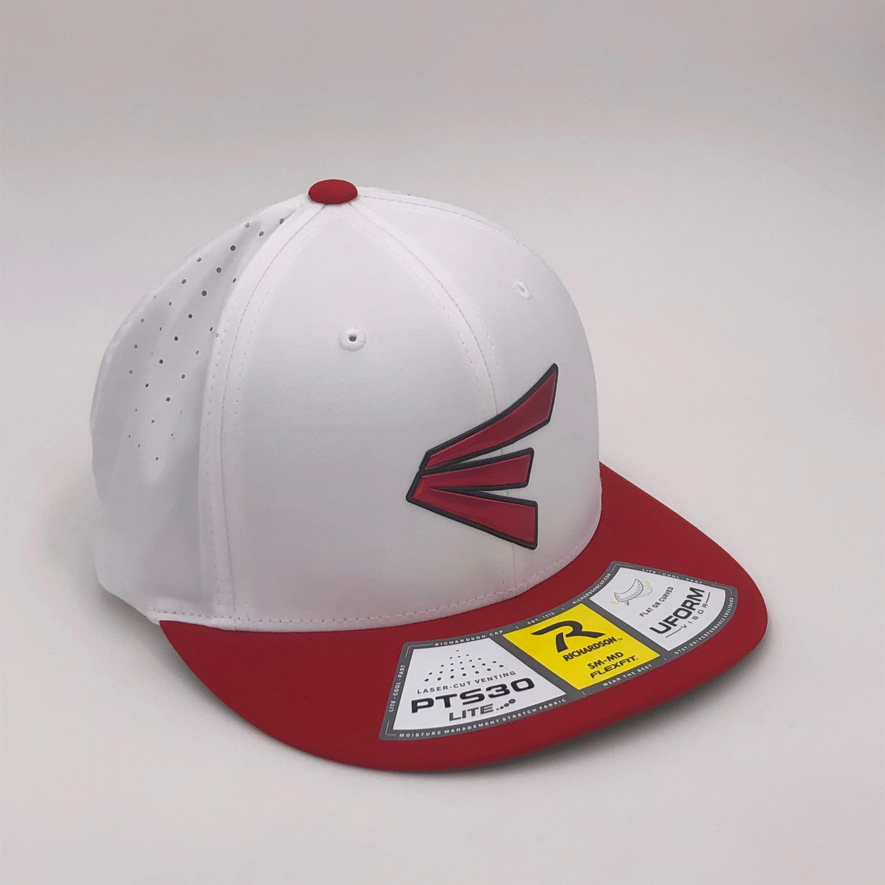 Man in a Red Hat Logo - Easton (PTS30) Limited Edition Poly Press Hat White + Red Hat