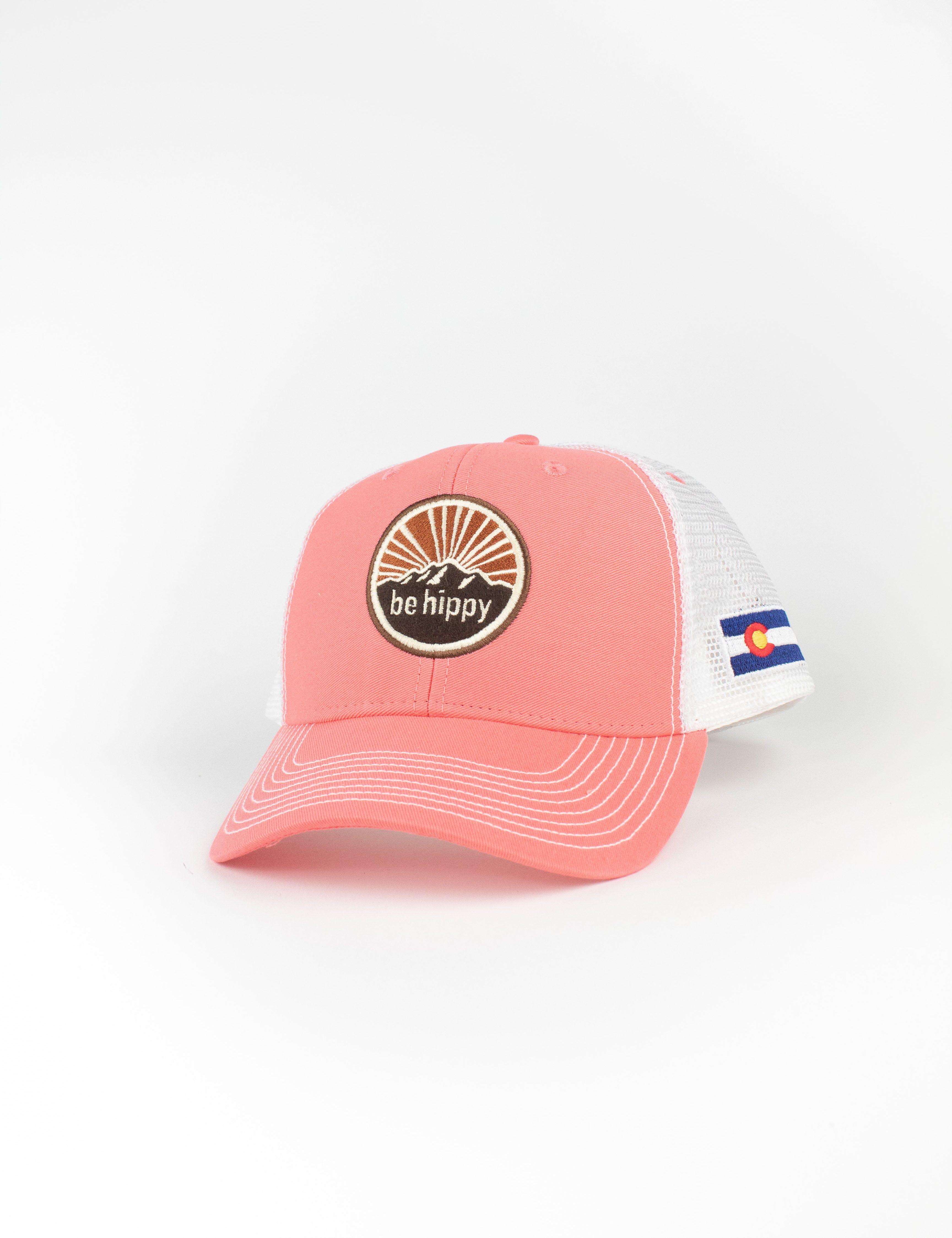 Pink Colorado Logo - Mountain Logo Trucker Hat - Colorado Flag | be hippy